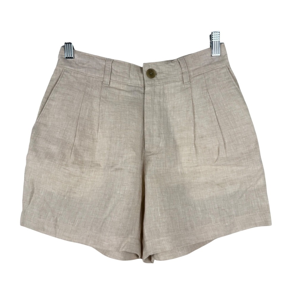 Lands' End High Rise Pleated‎ Linen Blend Shorts Women's Size 2 Casual Summer